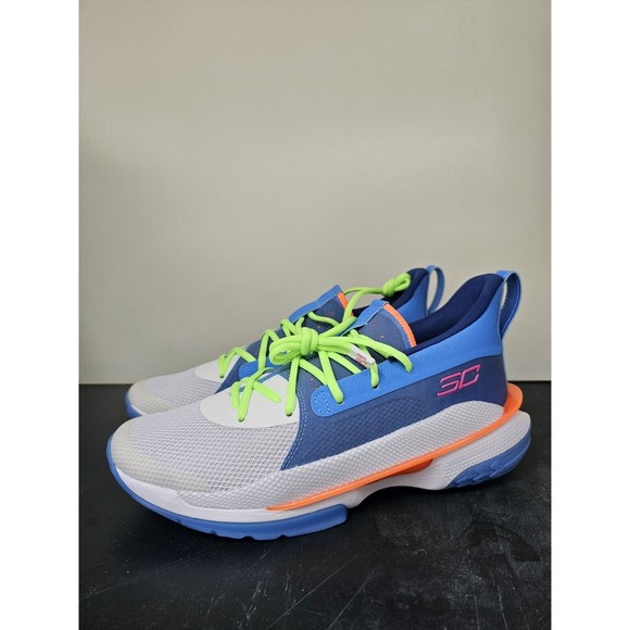 Size 10 Men\'s Under Armour Curry 7 Super Soaker Sneakers 3021258-404 Basketball main image 8